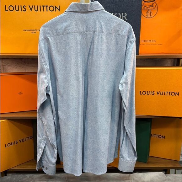 Bugatchi Blue and White Casual Button Down Shirt Long Sleeve - Picture 5 of 7